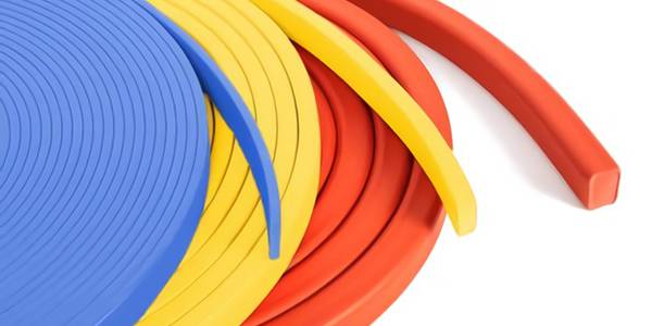 Three PZ swellable waterstop strip coils in blue, yellow and orange are displayed.